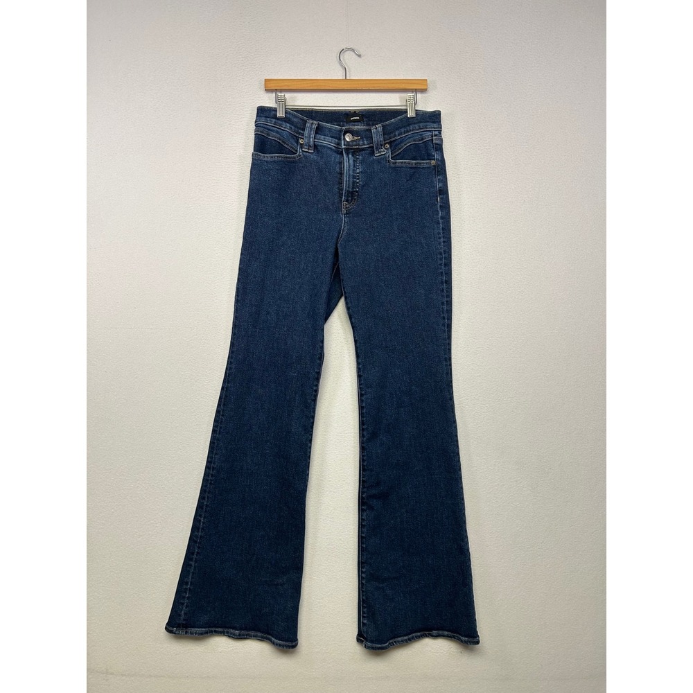 Retro Boho Express Womens 10L Dark Blue 70s Flare Mid Rise Hypersculpt Jeans